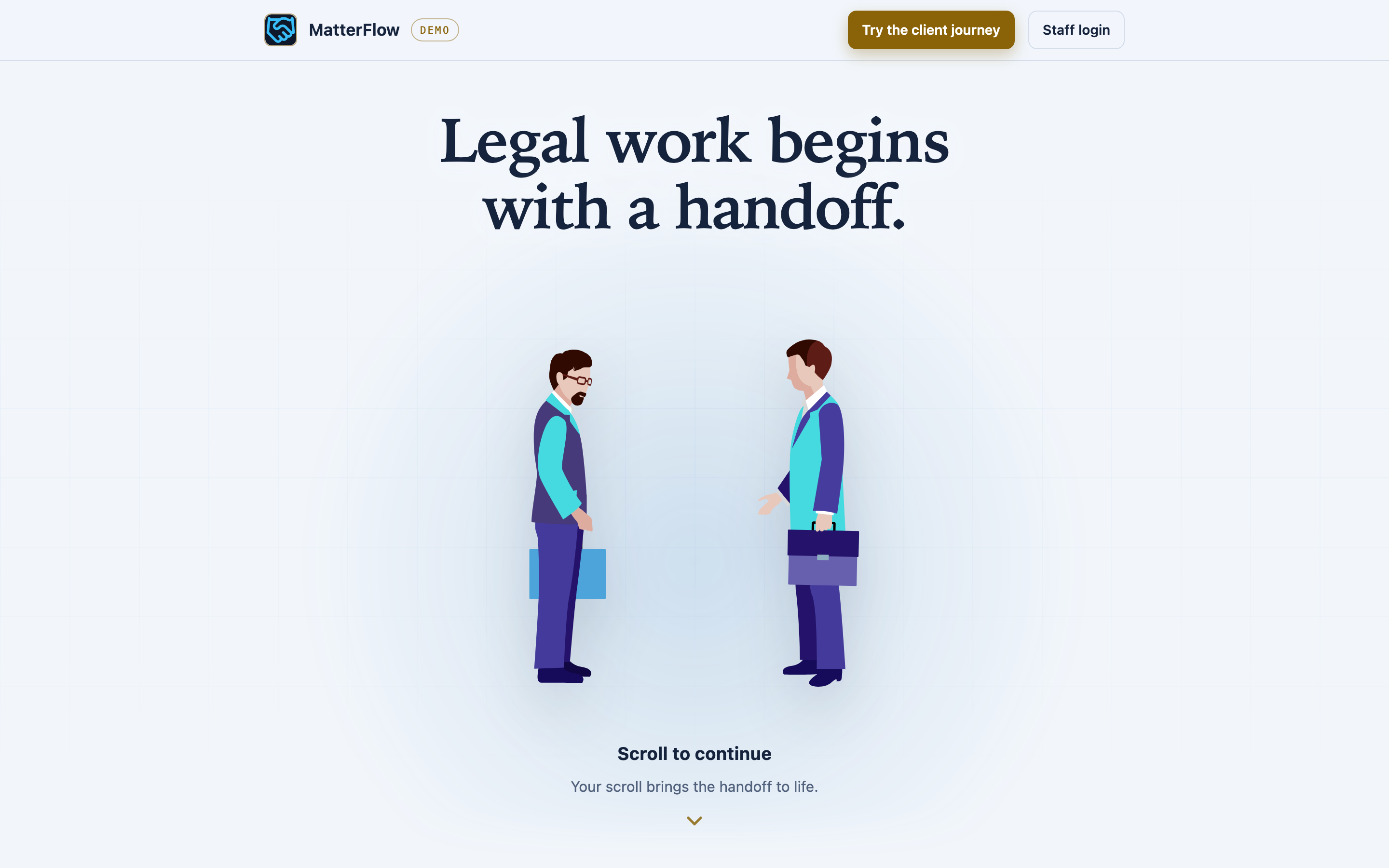 The MatterFlow marketing home page.